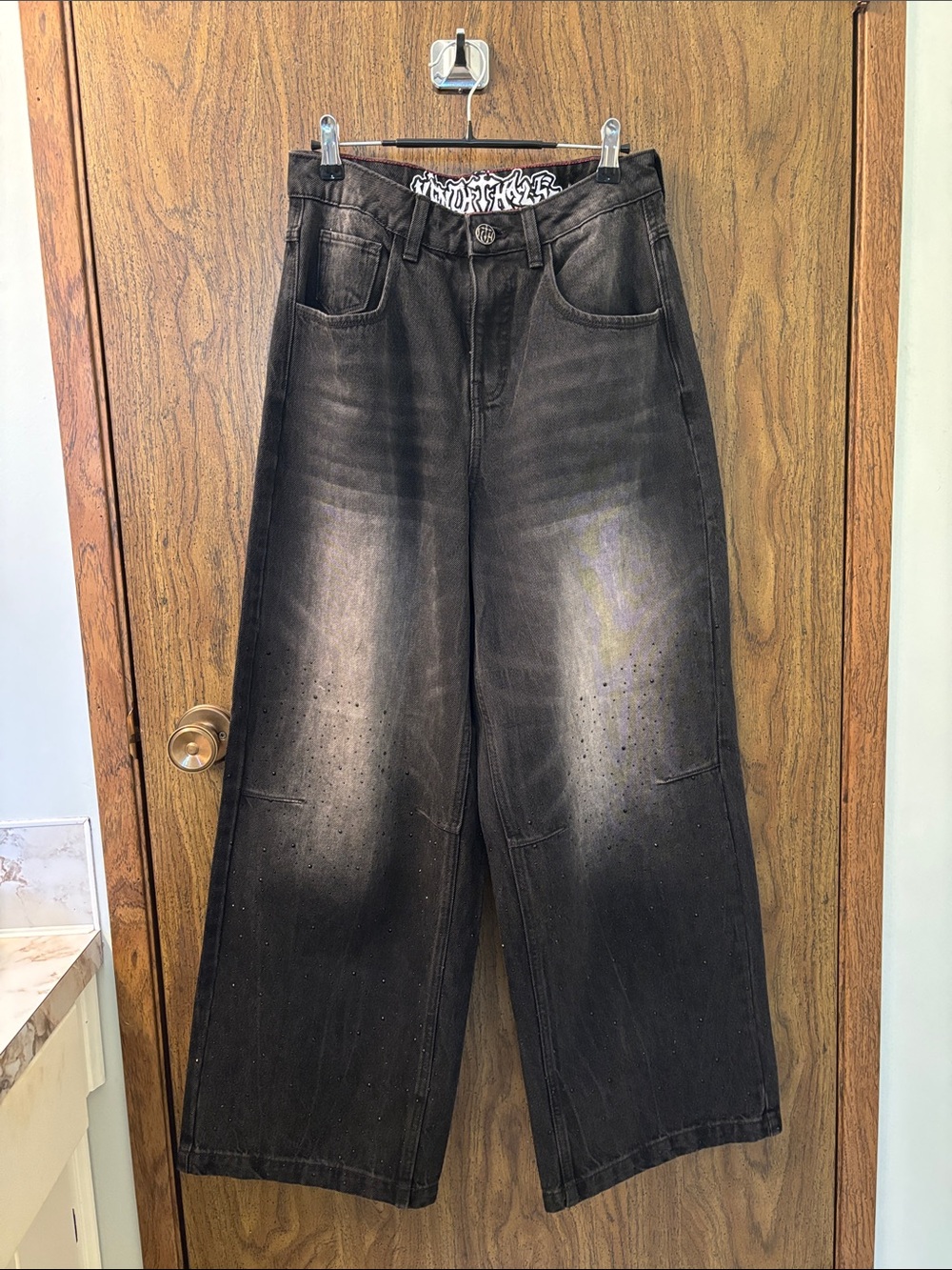 Baggy gemstone ombre jeans